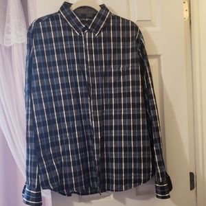 Men's blue plaid button down. XL